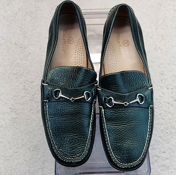 Cole Haan Women's Green Leather Loafers with Silver Buckle Size 8.5B - Picture 3 of 9